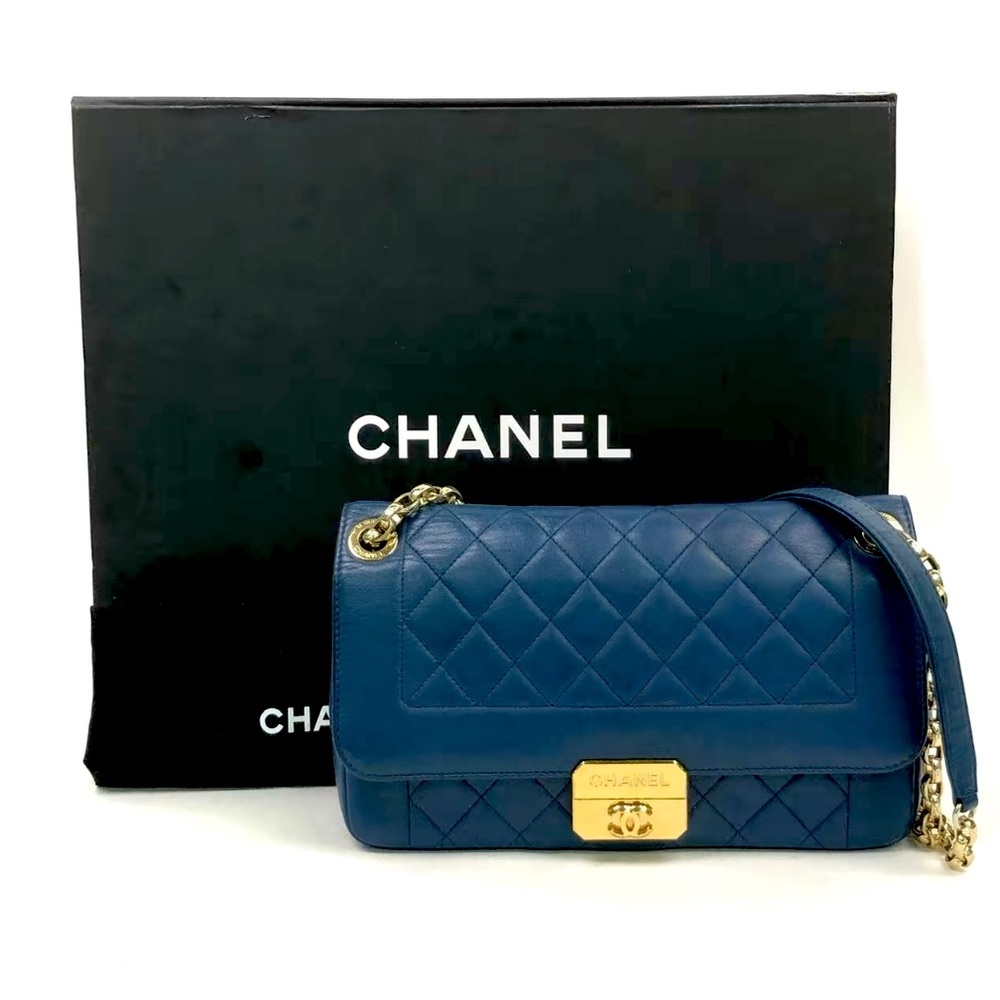 Chanel Blue Quilted Leather Shoulder Bag